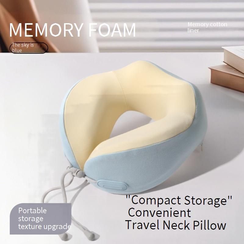 Cooling U-Shaped Travel Neck Pillow With Memory Foam - Breathable Ice Silk Cover For Airplane, Office & Home Use - Lightweight & Portable_voghion.com