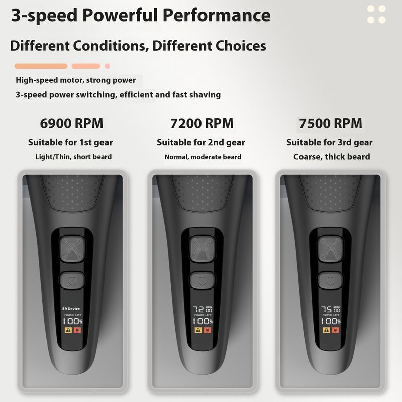 Rasoir électrique 3 lames pour homme, charge ultra-rapide en 1 minute, rasage à sec/humide et étanche, autonomie de 120 minutes, faible bruit (36-45 dB)_voghion.com