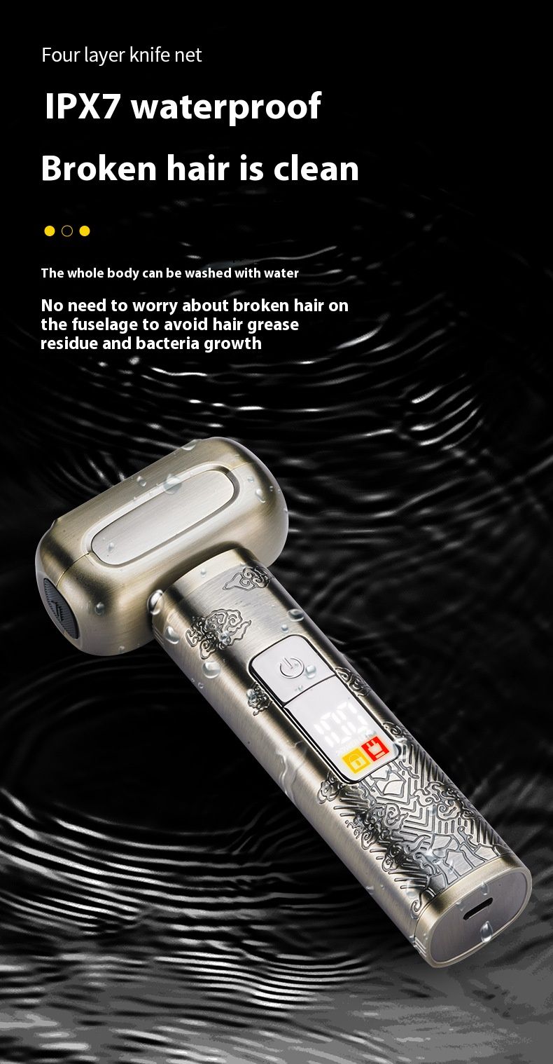 4-Blade Rotary Electric Shaver For Men - Ultra-Quiet Under 36dB, LED Display, Waterproof Wet/Dry Shaving, 20H Long_voghion.com