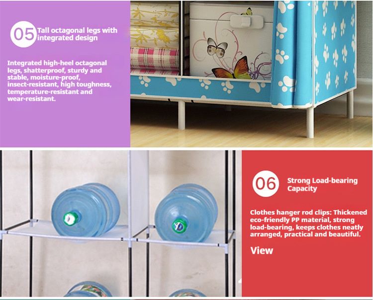 Foldable Wardrobe Closet With Dust Cover – Sturdy Metal Frame & Fabric Storage Cabinet (Modern Design, Spacious, Easy Assembly)_voghion.com