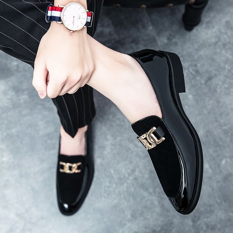 New Fashion Men's Brown Business Casual Loafer Shoes Daily Office Black Buckle Monk Men's Shoes One Foot Cover Banquet Dress Wedding Leather Shoes_voghion.com