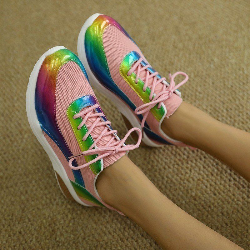 SHLIANG Nouvelles baskets de course colorées pour femmes Mode femmes vulcanisées chaussures à plateforme légères pour femmes Zapatillas De_voghion.com