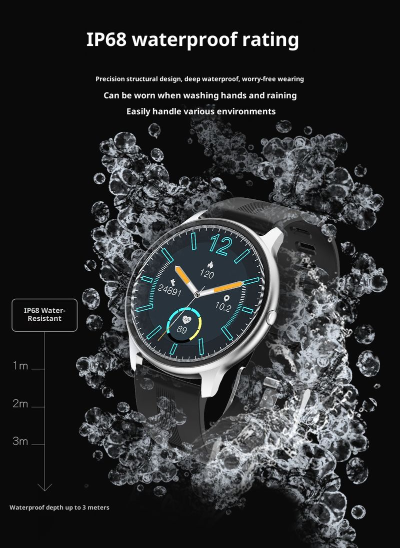 Smartwatch con cardiofrequenzimetro, monitoraggio dell'ossigeno nel sangue e della pressione sanguigna, connettività Bluetooth, touch screen, modalità multi-sport_voghion.com