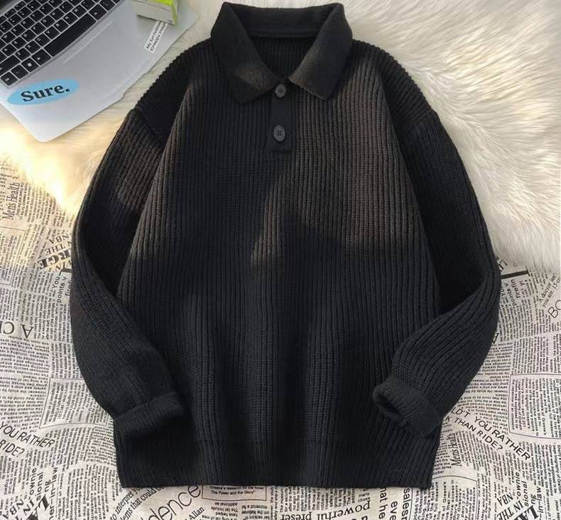 Oversized Shawl Collar Sweater – Unisex Chunky Knit Pullover With Dropped Shoulder (M-3XL, Winter Cotton-Blend, Minimalist Streetwear Top)_voghion.com