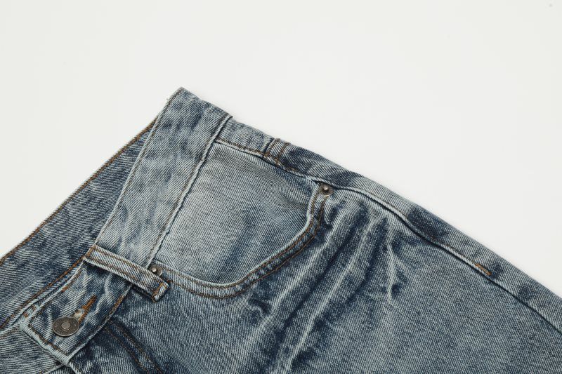 Vīriešu apģērbs High Street Mazgāts brīvs, platas kājas, liels caurums, siluets, uzplaiksnīti, salikti džinsi džinsi_voghion.com