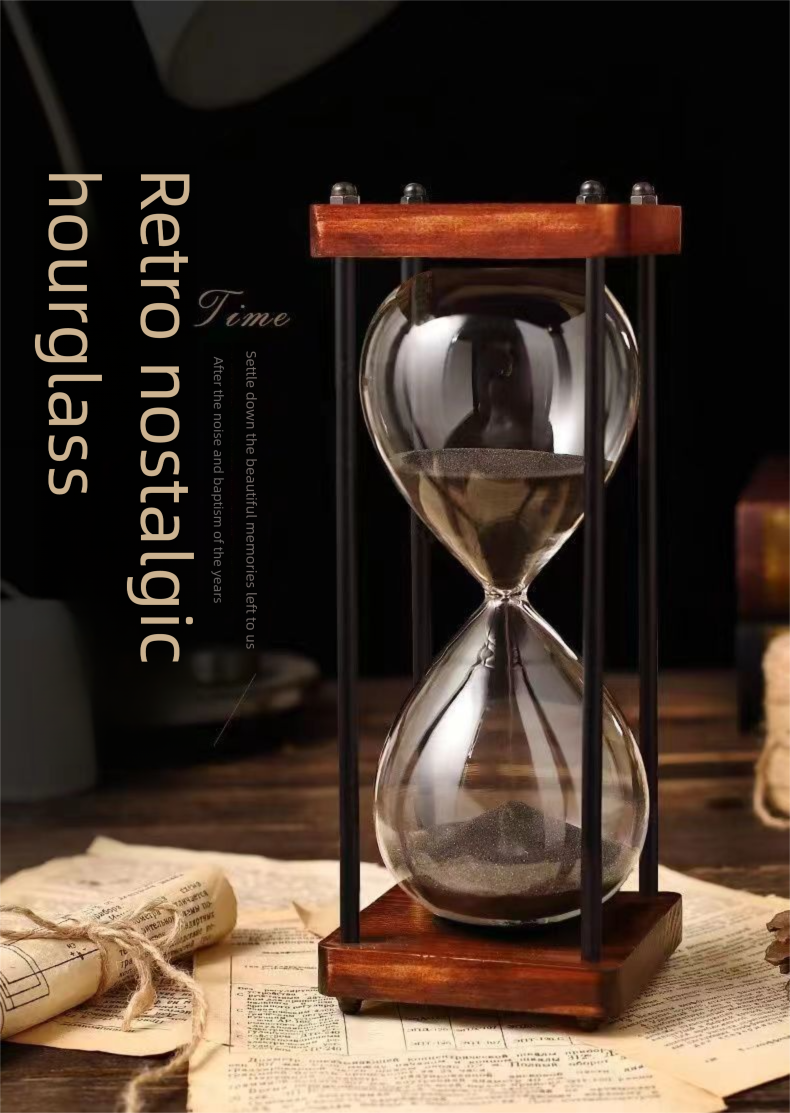 Simple Modern Geometric Glass Hourglass Ornament Creative Anti-Fall Children's Half-Hour 60-Minute Timer_voghion.com