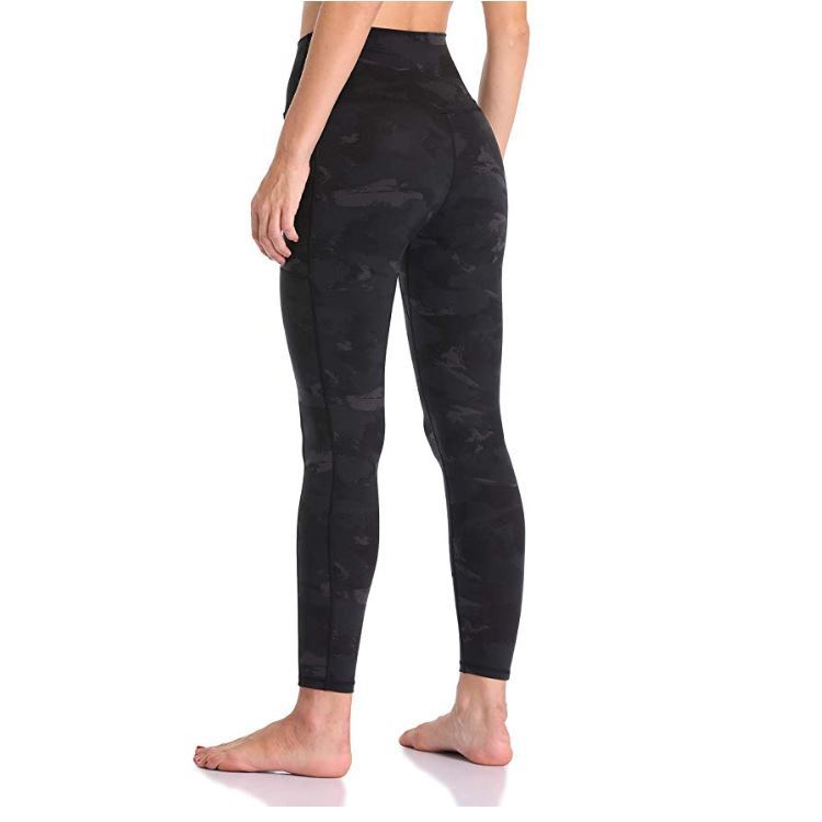 Taille haute repliée dans la poche, coupe ajustée pour soulever les hanches, haute élasticité, repliée dans le legging pour femme pêche._voghion.com