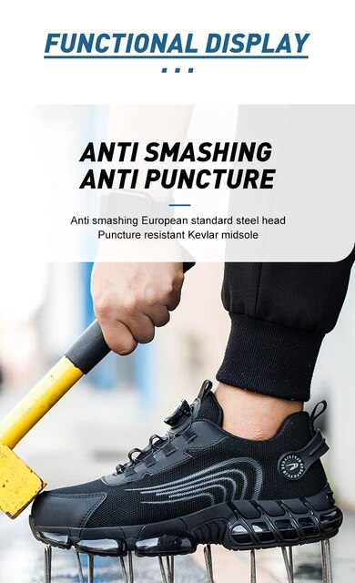 Rotating Button Safety Shoes Men Work Sneakers Indestructible Shoes Puncture-Proof Protective Shoes Work Boots Steel Toe Shoes_voghion.com