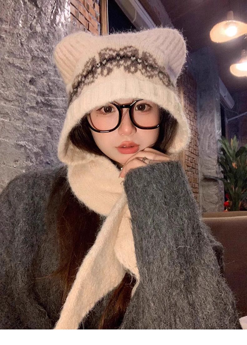 Cappello in maglia di lana jacquard da donna autunno/inverno 2025, nuovo, elegante e versatile_voghion.com