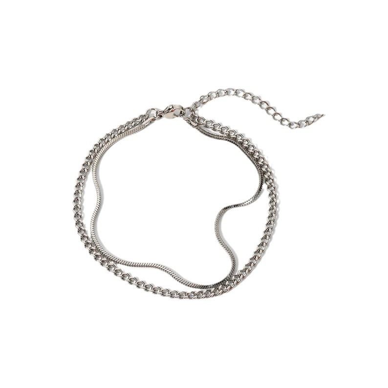 Fashion Accessories Personality Cool Style Men's Cuban Chain Double Layer Simple Bracelet_voghion.com