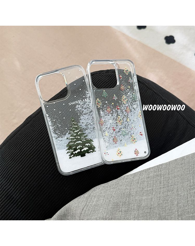 TechGlobe WOOWOOWOO Niche Coque de téléphone de Noël motif flocon de neige et bonhomme de neige, compatible avec iPhone 16 Pro Max, motif automne-hiver_voghion.com