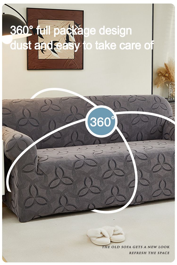Copridivano elasticizzato a protezione totale, tessuto jacquard spesso, vestibilità universale per divani a L, design moderno a righe._voghion.com