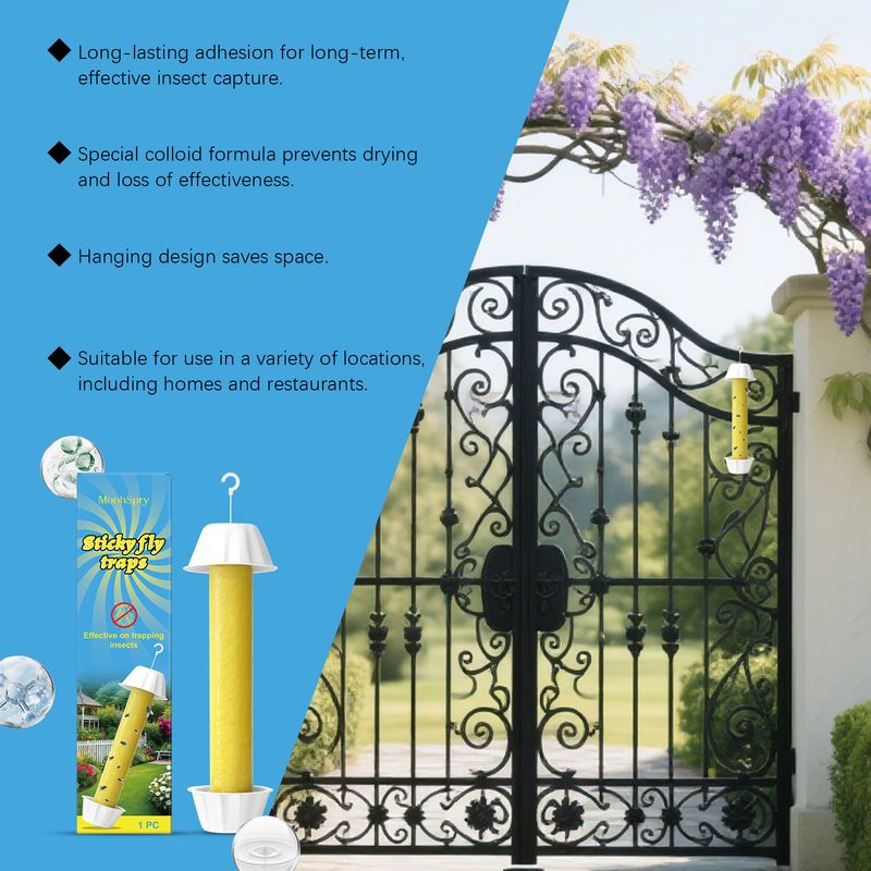 MoonSpry Sticky Trap Stick Daily Household Odorless Insect Repellent Removal Tool Hanging Fly Catcher_voghion.com