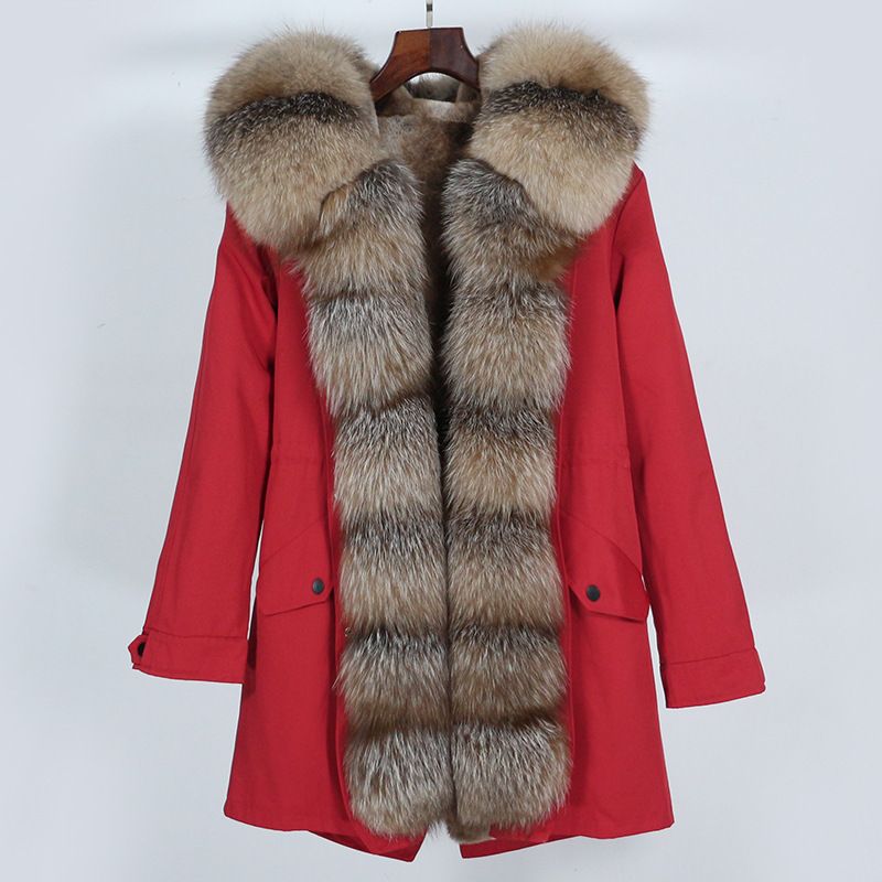 Naisterõivad Parker Fur Winter eemaldatava voodriga keskmise ja pika rebase karusnahast mantel_voghion.com