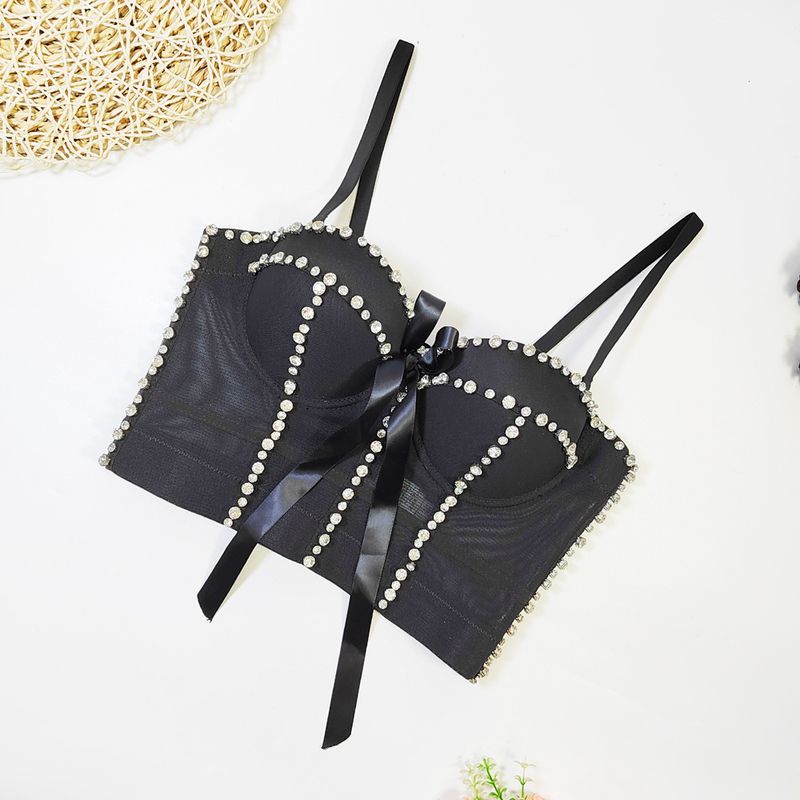 Women's Clothing Bowknot Diamond Body Shaping Hot Girl Tube Top Design Niche Nightclub Top Trendy Women Beaded Fishbone Bra_voghion.com