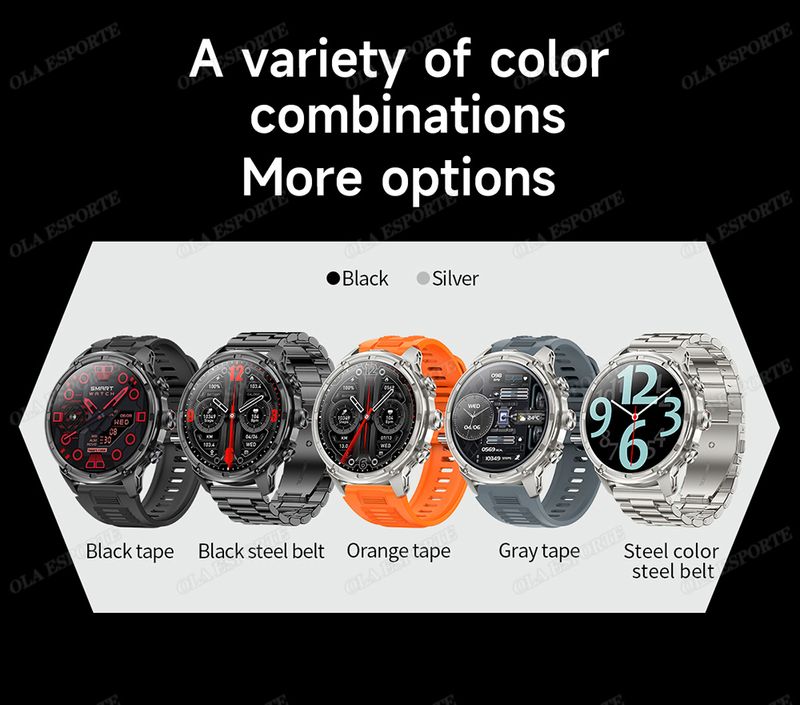 Montre connectée militaire pour hommes, 710 mAh, pour l'extérieur, GPS, boussole, fréquence cardiaque, lampe de poche LED, appels Bluetooth, sport_voghion.com