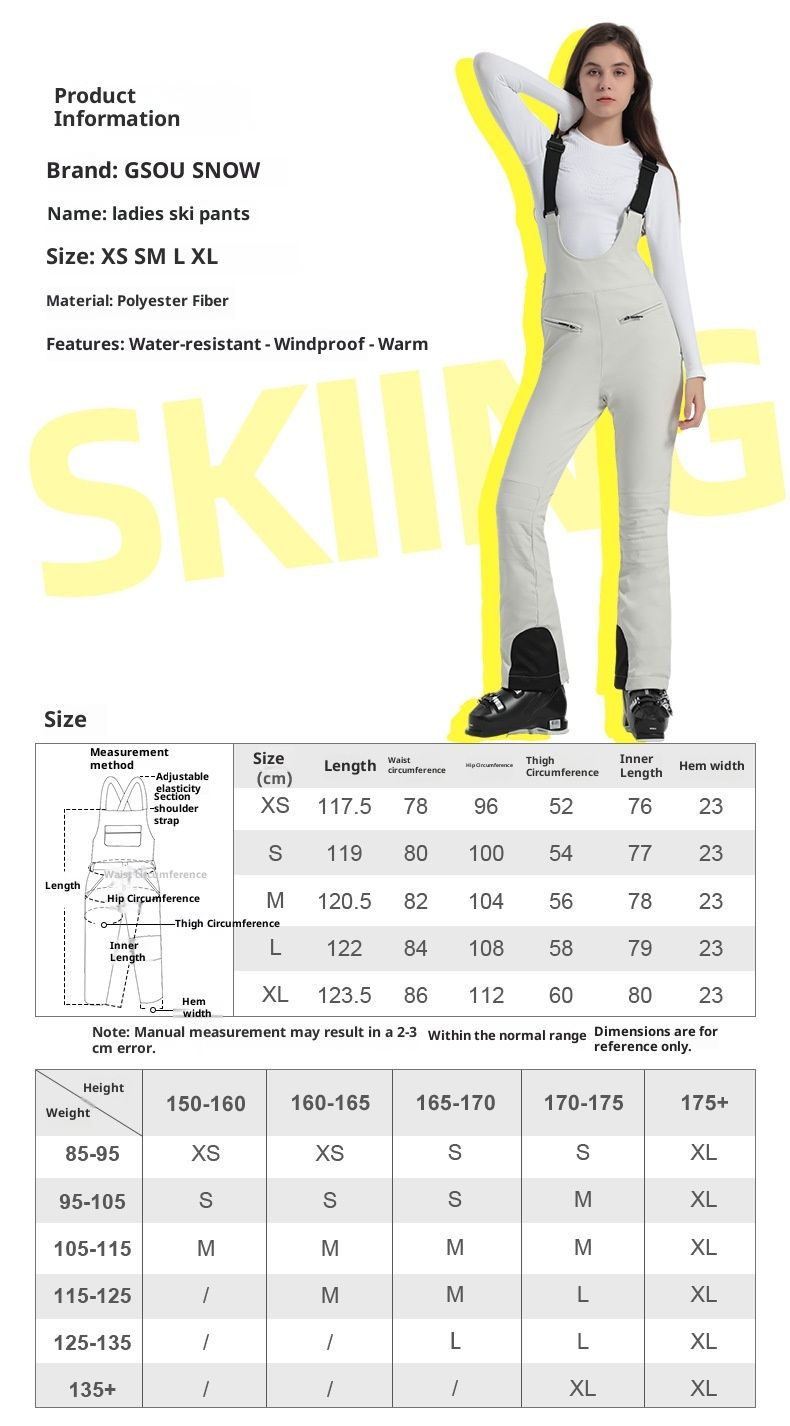 001 Nieuwe damesski met banden, dubbel board, cross-border, rekbaar, slim fit, winddicht, waterdicht, outdoor zwart warm_voghion.com