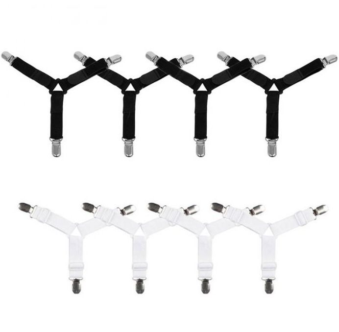 Soporte para sábanas multifuncional, ajustable, con hebilla, antideslizante, fijo, para ropa, pantalones, cortina, 4 unidades_voghion.com