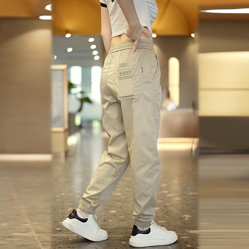 Men's Workwear Ice Silk Casual Pants - Summer Lightweight Quick-Dry Slim Fit Joggers With Drawstring Waist & Cargo Pockets_voghion.com