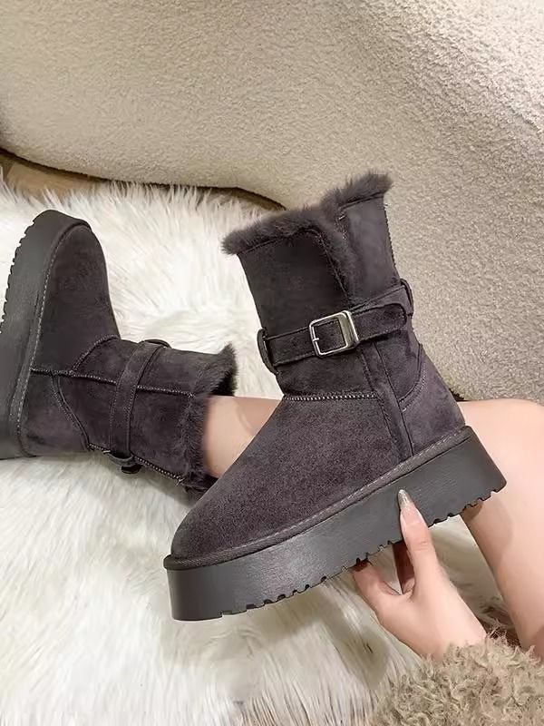 Thi Bot Winter-Schneestiefel für Damen, gefüttert, mit Thiened 2024, neue Faion, vielseitiger Gürtel, Bule, warme Stiefel mit mittlerer Wade_voghion.com