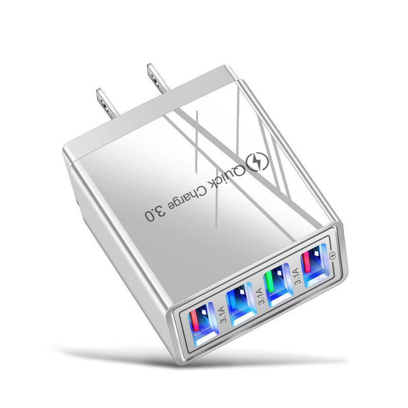 Farbiger 4USB-Handy-3A-Tablet-Reiseladekopf, Ladegerät nach amerikanischem und europäischem Standard_voghion.com