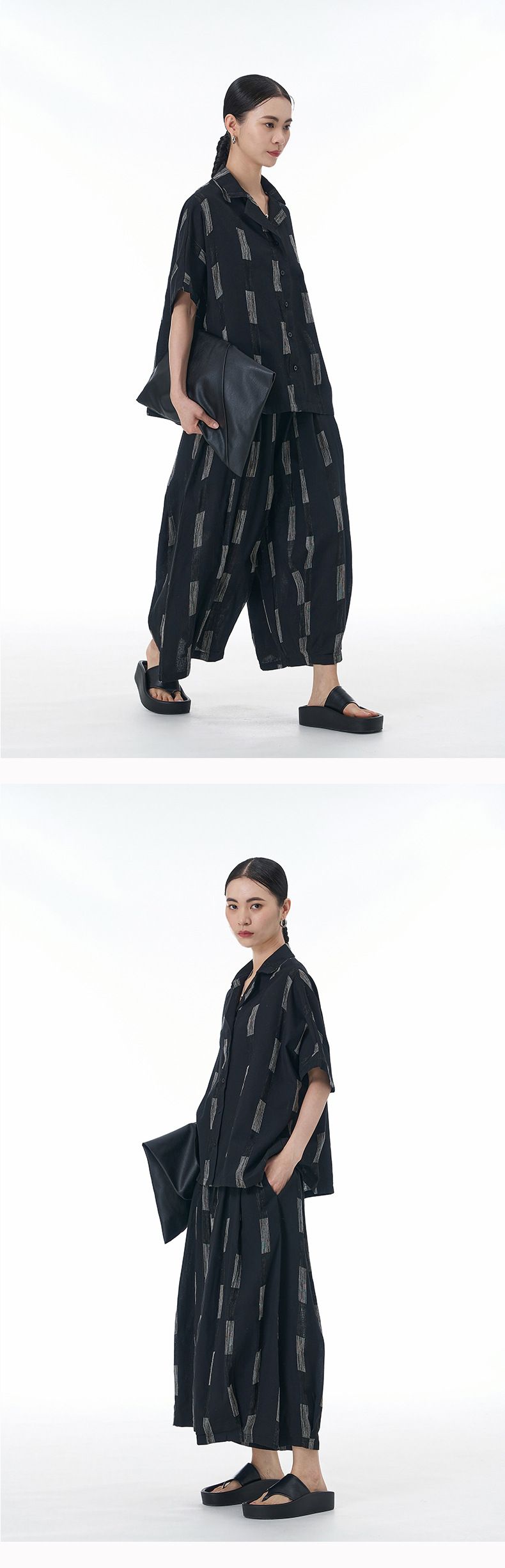 Chemisier ample à manches courtes et col brésilien pour femme, grande taille, été 2025, 68681_voghion.com