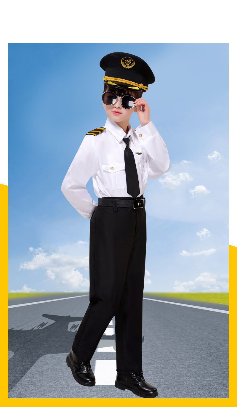 Mother & Kids Children's Captain Stewardess Uniform Primary School Student Vest Flight Attendant Pilot_voghion.com