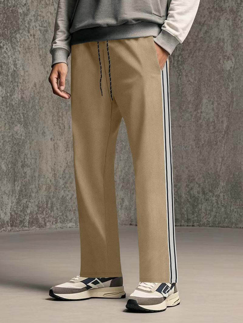 Men's Casual Corduroy Pants With Belt, Straight Leg Trousers, Multi-pocket Design, Comfortable Stretch Fabric, Multiple Colors & Sizes_voghion.com