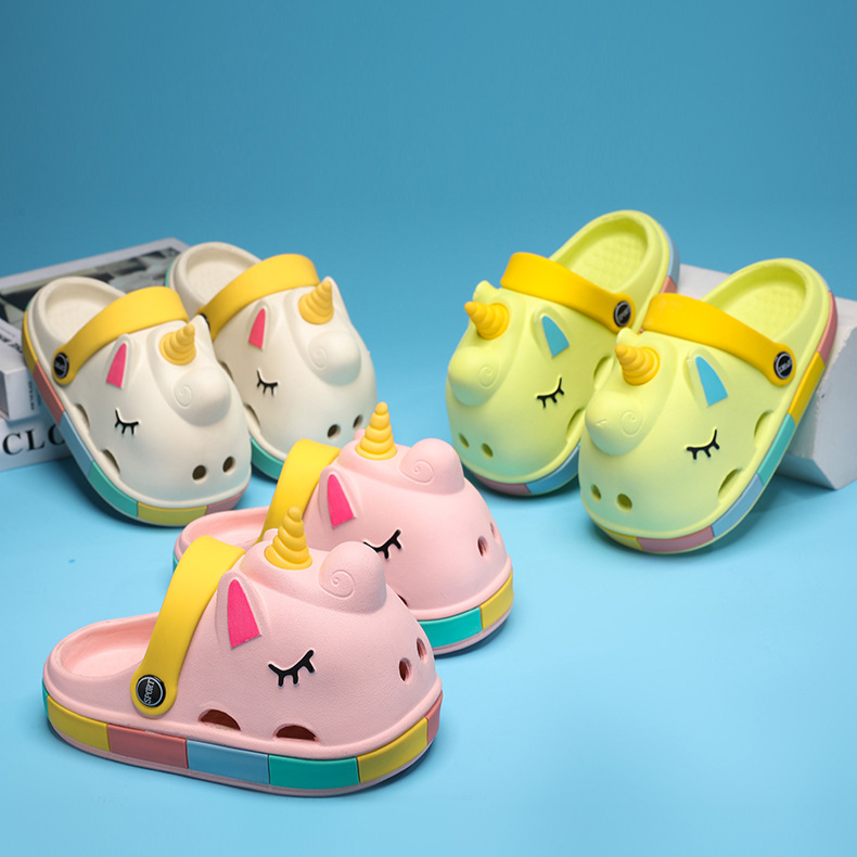 Mutter & Kinder Nette kinder slip-on hausschuhe weiblichen sommer nicht-rutsch kinder einhorn baby cartoon strand schuhe männlichen_voghion.com