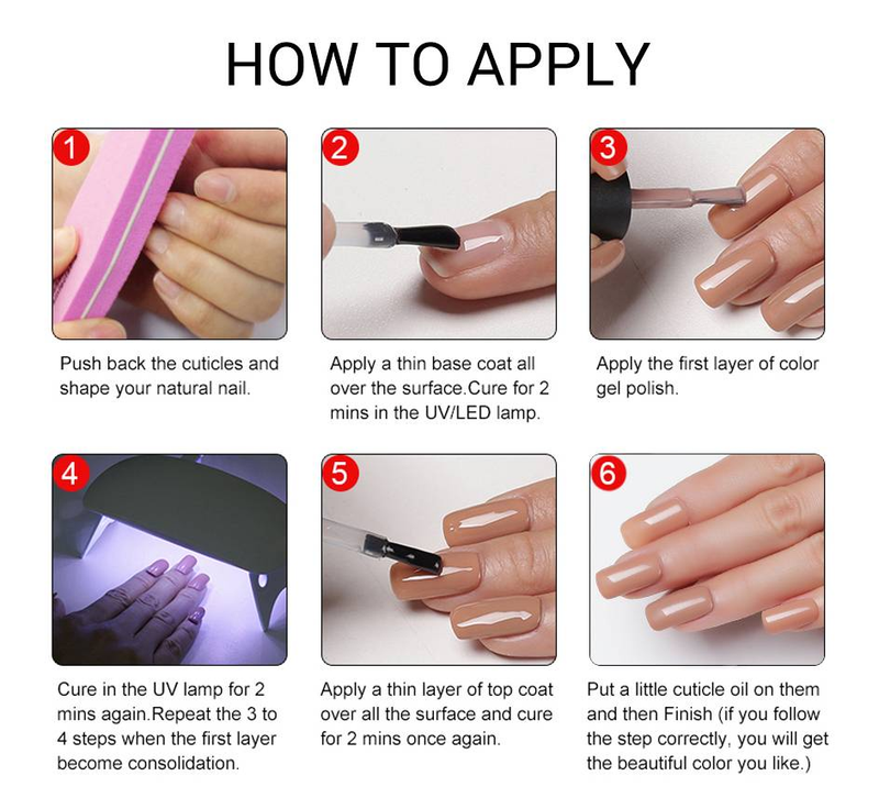 Arte Clavo 6-teiliges Gel-Nagellack-Set, semipermanentes Hybrid-Gel-Lack-Set, Basis- und Decklack, Soak-Off-UV-LED-Nagelgel-Kits, 8 ml_voghion.com