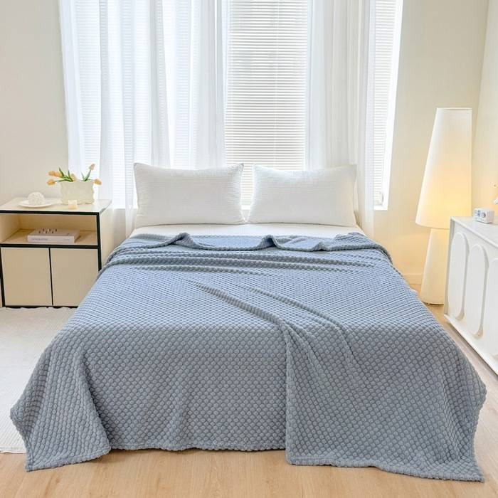 Comoda coperta in flanella jacquard e velluto, coperta da massaggio in taffetà, coperta regalo blu_voghion.com