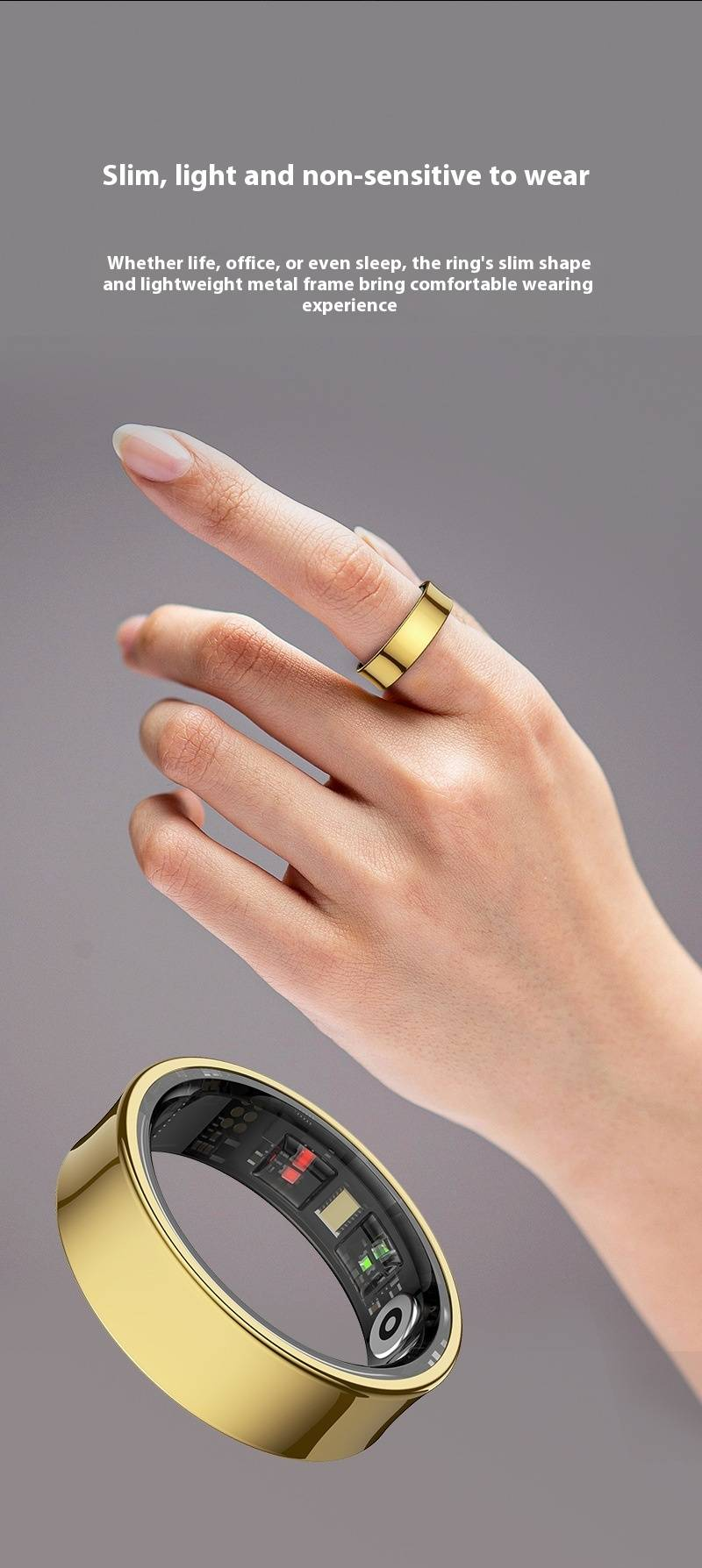 Smart Ring mit Herzfrequenz-/SpO2-/Schlaf-Tracking – Wasserdichter Fitness-Tracker und Schrittzähler mit Bluetooth-Kamerasteuerung und Ladeetui_voghion.com