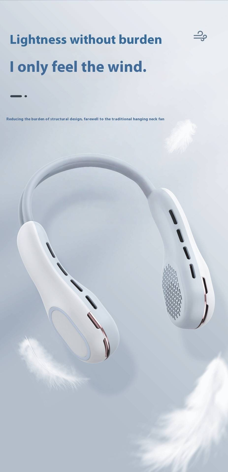 Ventilatore da collo - Ventilatore di raffreddamento personale ultra silenzioso e ricaricabile tramite USB a mani libere_voghion.com