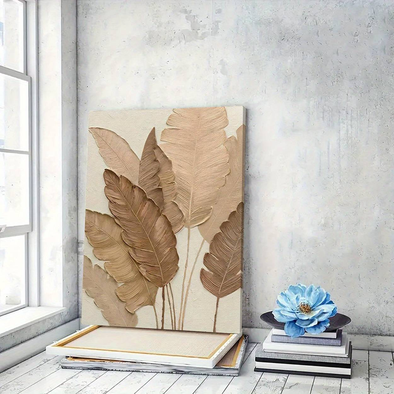 2D Flat 1pc Wooden Framed Printed Leaf Canvas Wall Poster Canvas Prints Painting, High Quality Decorative Wall Art, Framed Home Wall Decoration_voghion.com