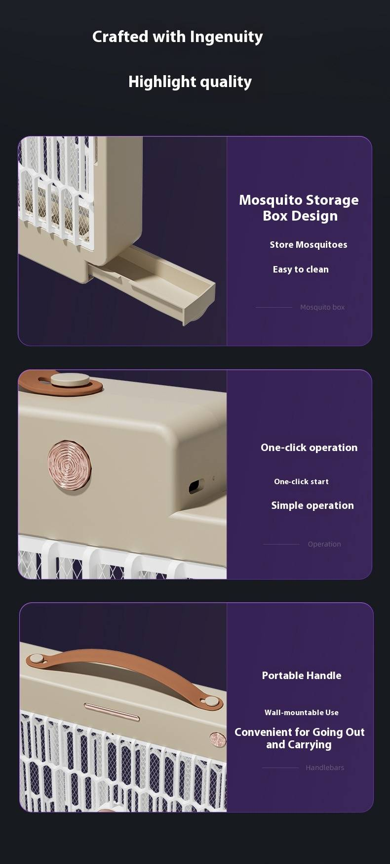 Tue-moustiques électrique – Rechargeable par USB, intérieur/extérieur, avec lampe UV et photocatalyseur (4 000 V, étanche IPX4)_voghion.com