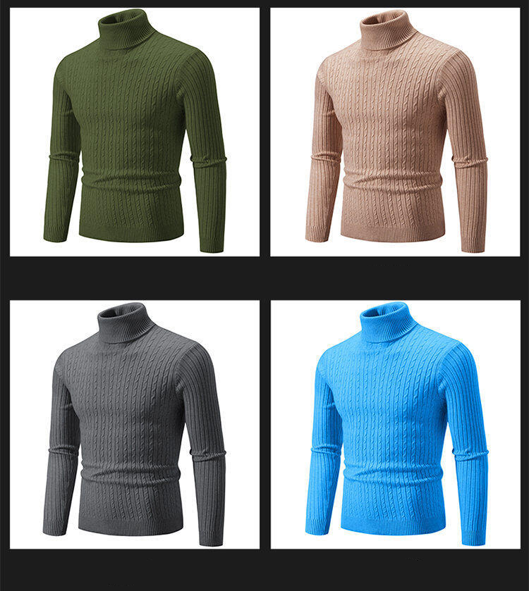 Novo suéter casual de malha transfronteiriça masculino 2025 com gola alta e camisa de malha trançada da moda para homens_voghion.com
