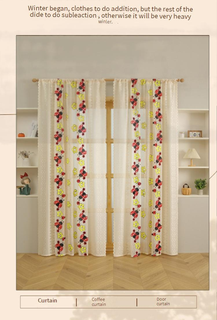 Moderne, bestickte, transparente Vorhänge – Spitzenvorhänge mit Schmetterlings- und Käfermotiven für das Wohnzimmer (140 x 260 cm, halbtransparent, 40–70 % Lichtfilterung, fertig zum Aufhängen)_voghion.com