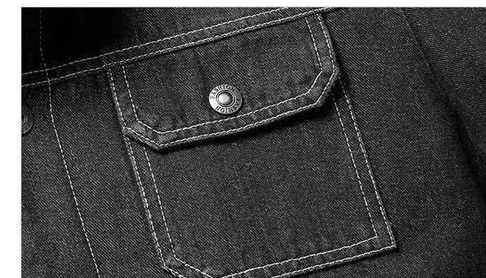 Giacca in denim foderata in pile da uomo - Cappotto invernale caldo imbottito in cotone, capospalla casual slim fit con morbido strato interno (nero/grigio, M-4XL)_voghion.com