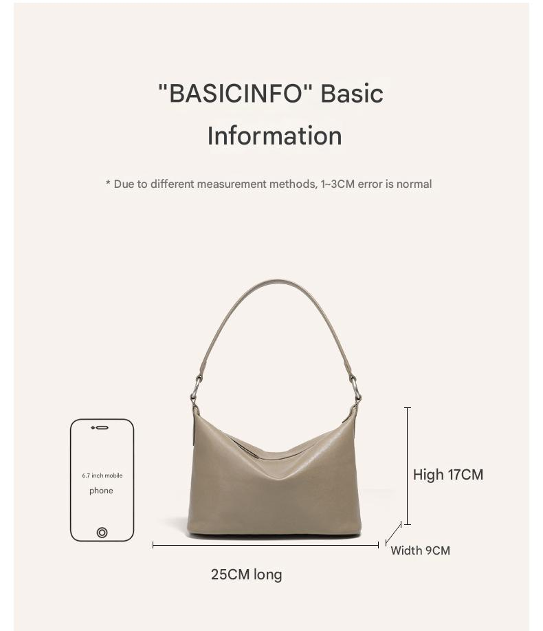 Borsa a tracolla versatile primaverile ed estiva in pelle conciata al vegetale KOSE First Layer Retro Armpit Classic Hobo Bag_voghion.com