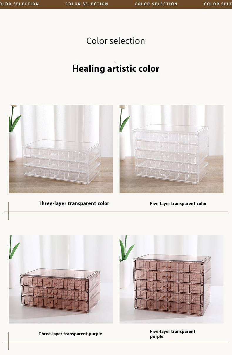 3-Tier Luxury Jewelry Organizer With 72 Compartments - Clear/Translucent PS Storage Box (Dustproof, Moisture-Resistant, Stackable)_voghion.com