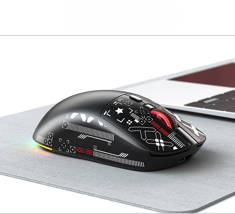Ratón inalámbrico para juegos Silver Eagle G18 trimodo: Bluetooth/2.4G/con cable, 3600 DPI, iluminación RGB, 86 g, ultraligero para PC y portátil_voghion.com