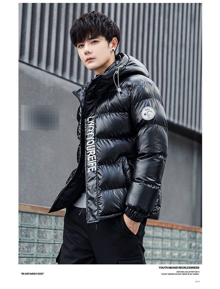 Herren Pufferjacke Wintermantel Mode Kapuze Reißverschluss Oberbekleidung Lässig Lockere Passform Dick Warm Polyester Leicht Streetwear_voghion.com