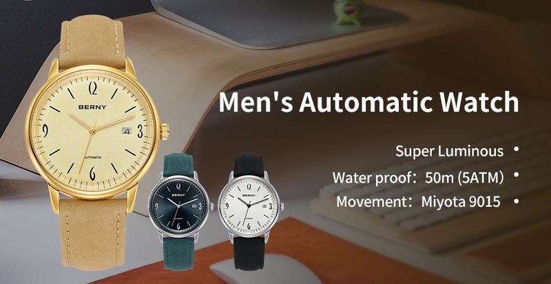 BERNY Automatic Watches For Men Fashion 20ATM Waterproof Super Luminous Mechanical Silver Watch Date Stainless Steel Sapphire Analog Wrist Watch_voghion.com