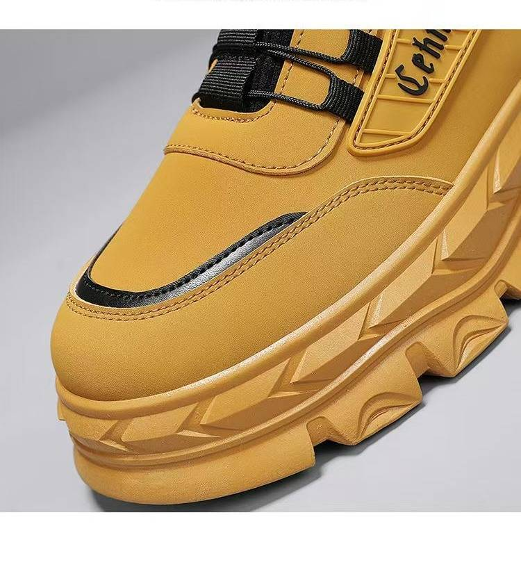 Stivali da lavoro alti casual da uomo con suola spessa per uso quotidiano e all'aperto - Stivali Martin comodi e antiscivolo in giallo, verde, nero_voghion.com