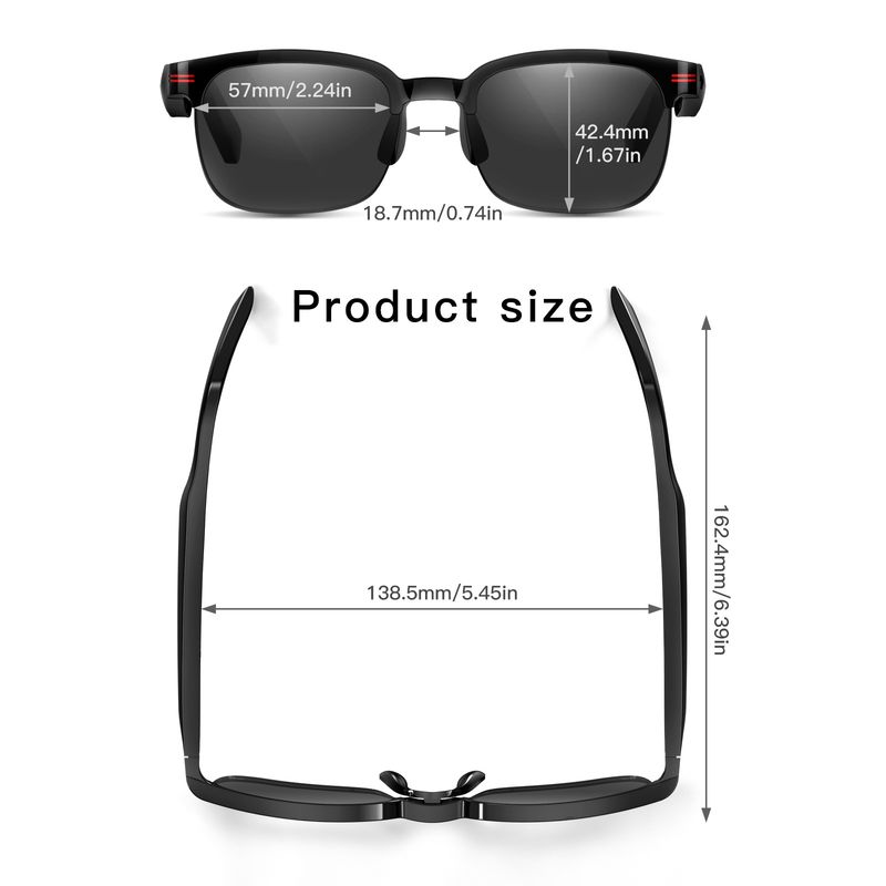 New GS200 Bluetooth Smart Glasses, Anti-Blue Light Polarized, Car-Mounted Sunglasses For Making Calls And Listening To Music_voghion.com