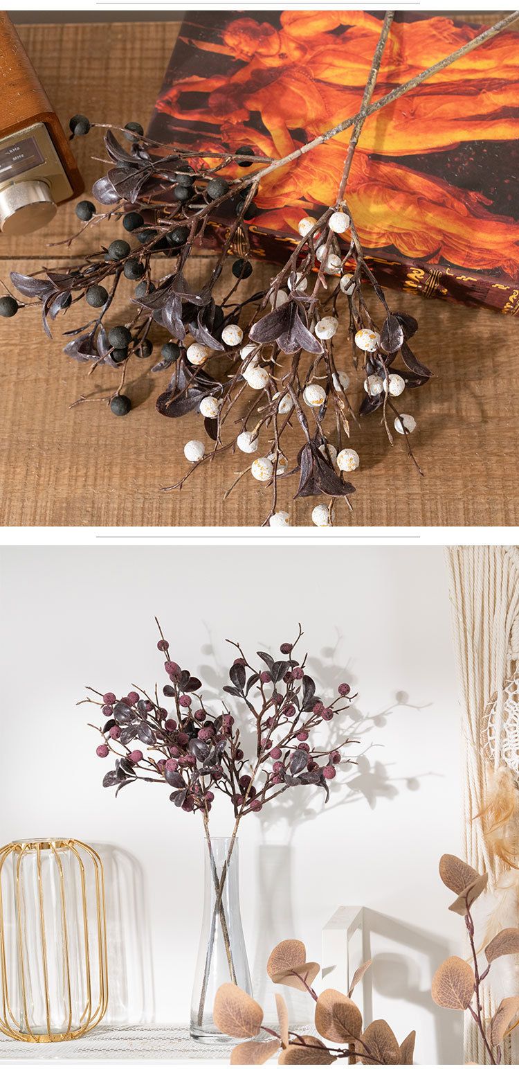 Gefälschte Blume Retro Bohnenzweig Beere künstliche Blume grüne Pflanze Hochzeitsdekoration Handwerk_voghion.com