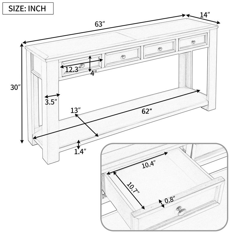 Console Table/Sofa Table With Storage Drawers And Bottom Shelf For Entryway Hallway_voghion.com
