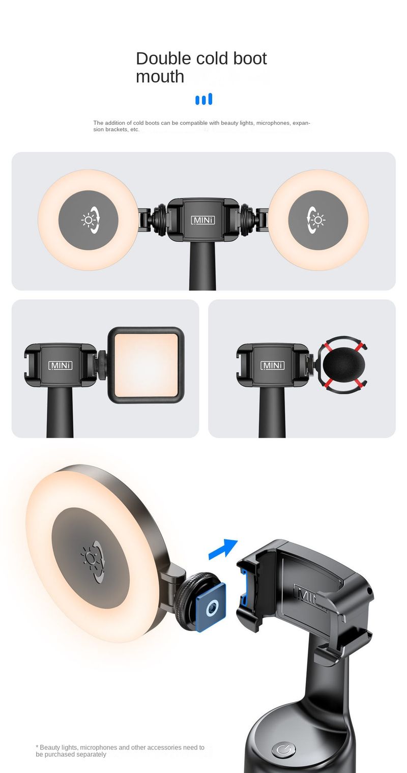 Gimbal de diffusion en direct anti-tremblement 360° AI : suivi du visage, contrôle des gestes, portable et professionnel_voghion.com
