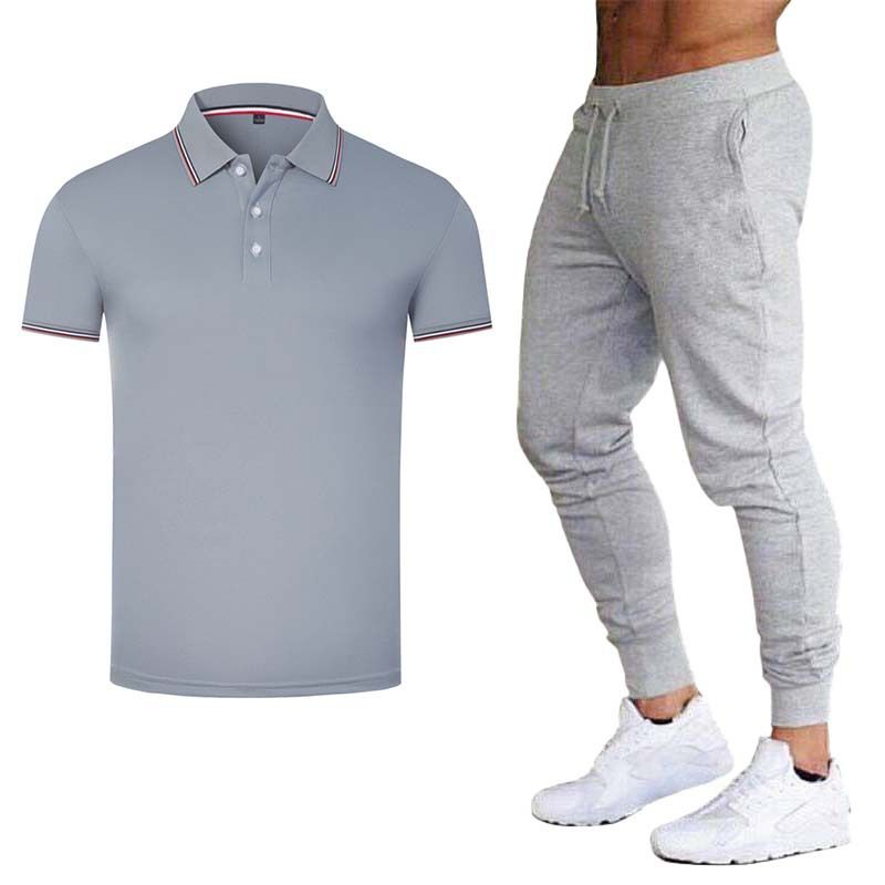 Herrkläder Sommar Pikétröja Lapel Kortärmad Företagsteam Arbetskläder Tryckt LOGO Reklam T-shirt Set_voghion.com