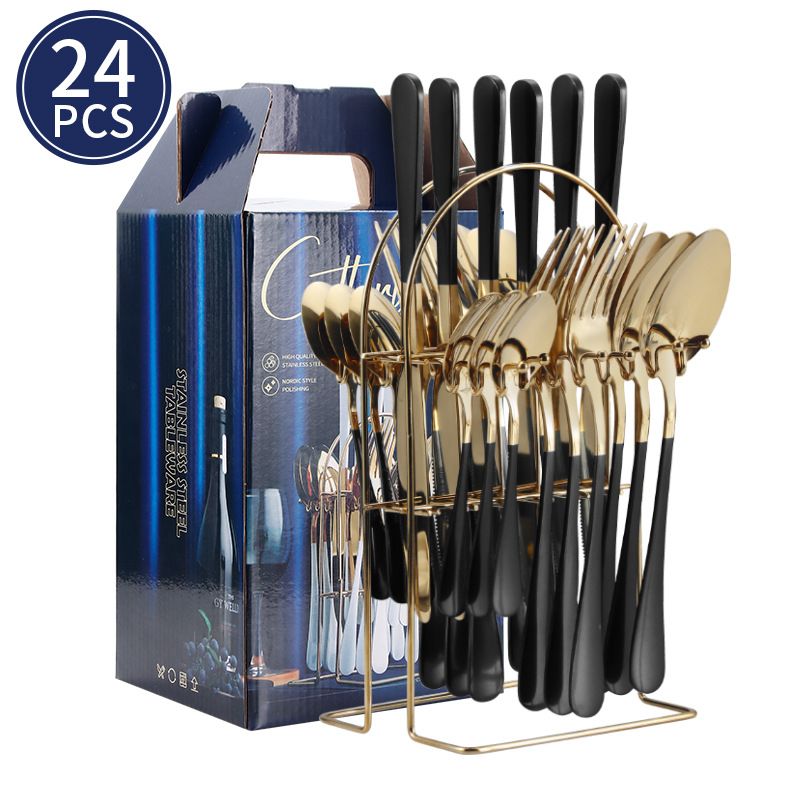 1010 Series 24-Piece Stainless Steel Cutlery Set - Steak Knife & Fork Set With Dinner Spoon, Premium Dining Utensils For Western Cuisine In Gift Box_voghion.com